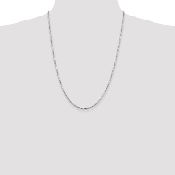 2mm Sterling Silver D/C Solid Round Box Chain Necklace, 24 Inch - Picture 2 of 8